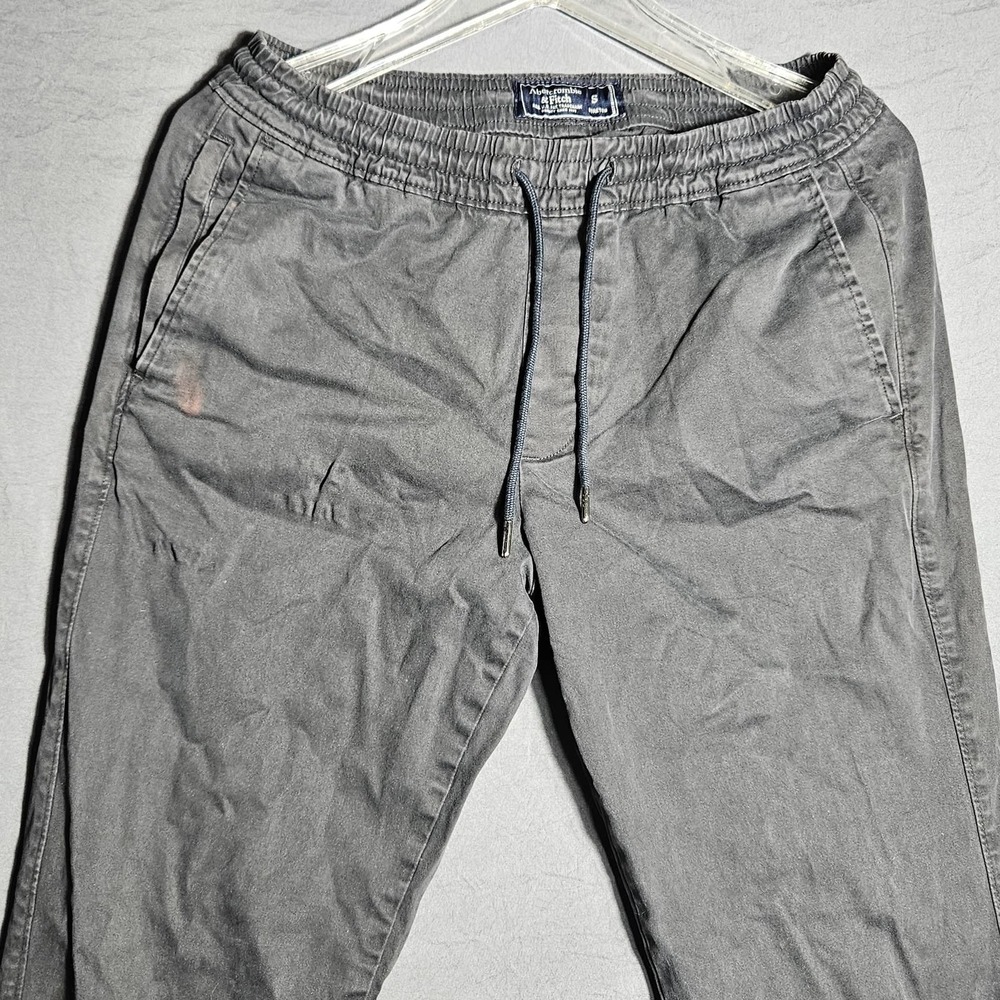 Abercrombie & Fitch Mens S Jogger Pants Grey Stretch Drawstring Cuffed - Stain